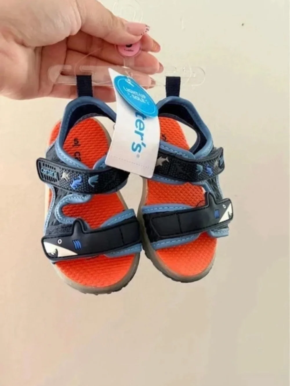 Carter's Navy and Orange Shark-Accent Kids Sandals